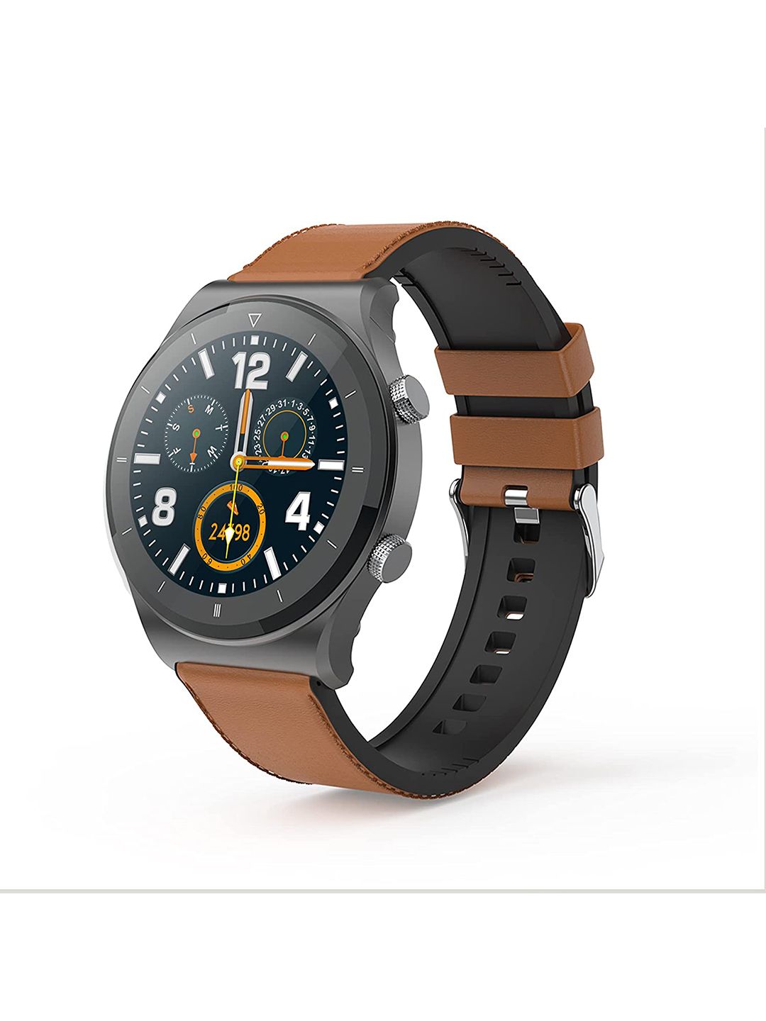 pebble Tan Brown Solid 22 mm Revo Smartwatch Price in India