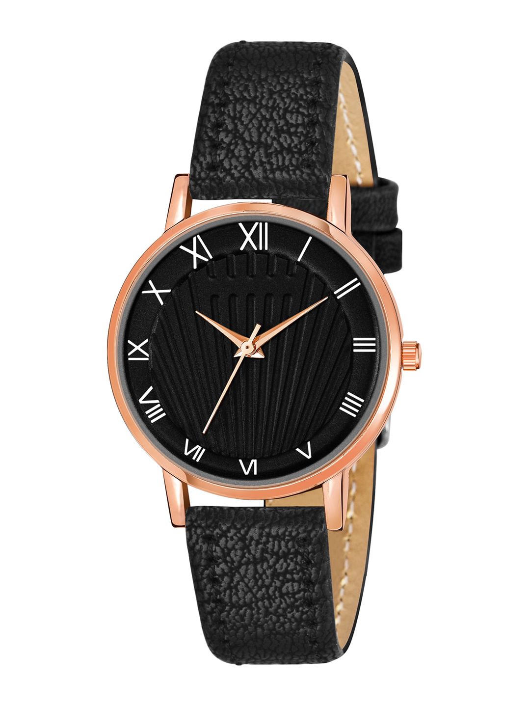 Rage Enterprise Women Black Brass Dial & Black Leather Straps Analogue Watch RW858B Price in India