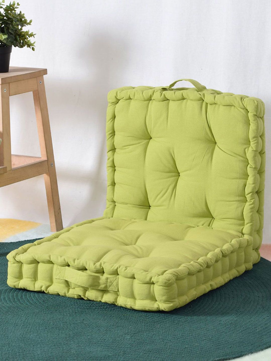 BLANC9 Set Of 2 Green Square Floor Cushion Price in India