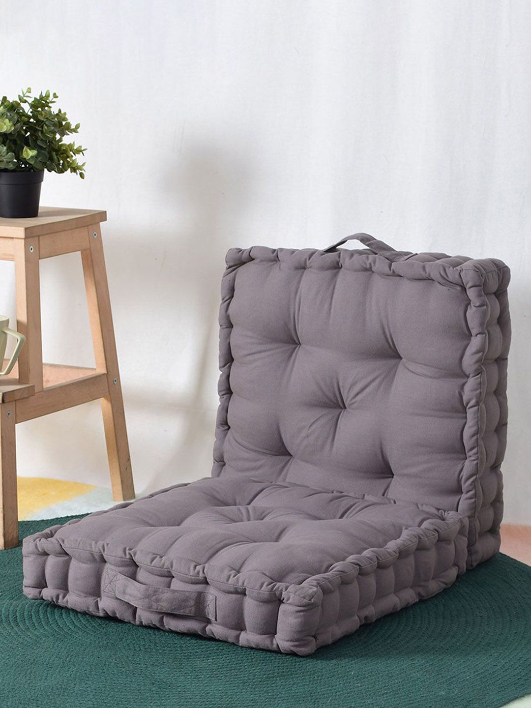 BLANC9 Grey Set Of 2 Ash Matlas Square Floor Cushion Price in India