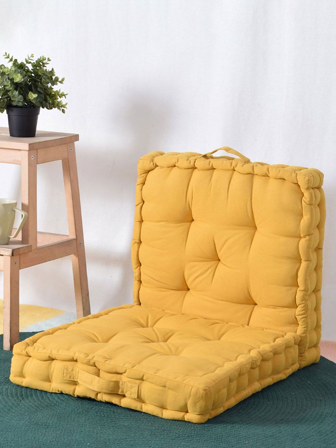 BLANC9 Set Of 2 Mustard Square Floor Cushion Price in India