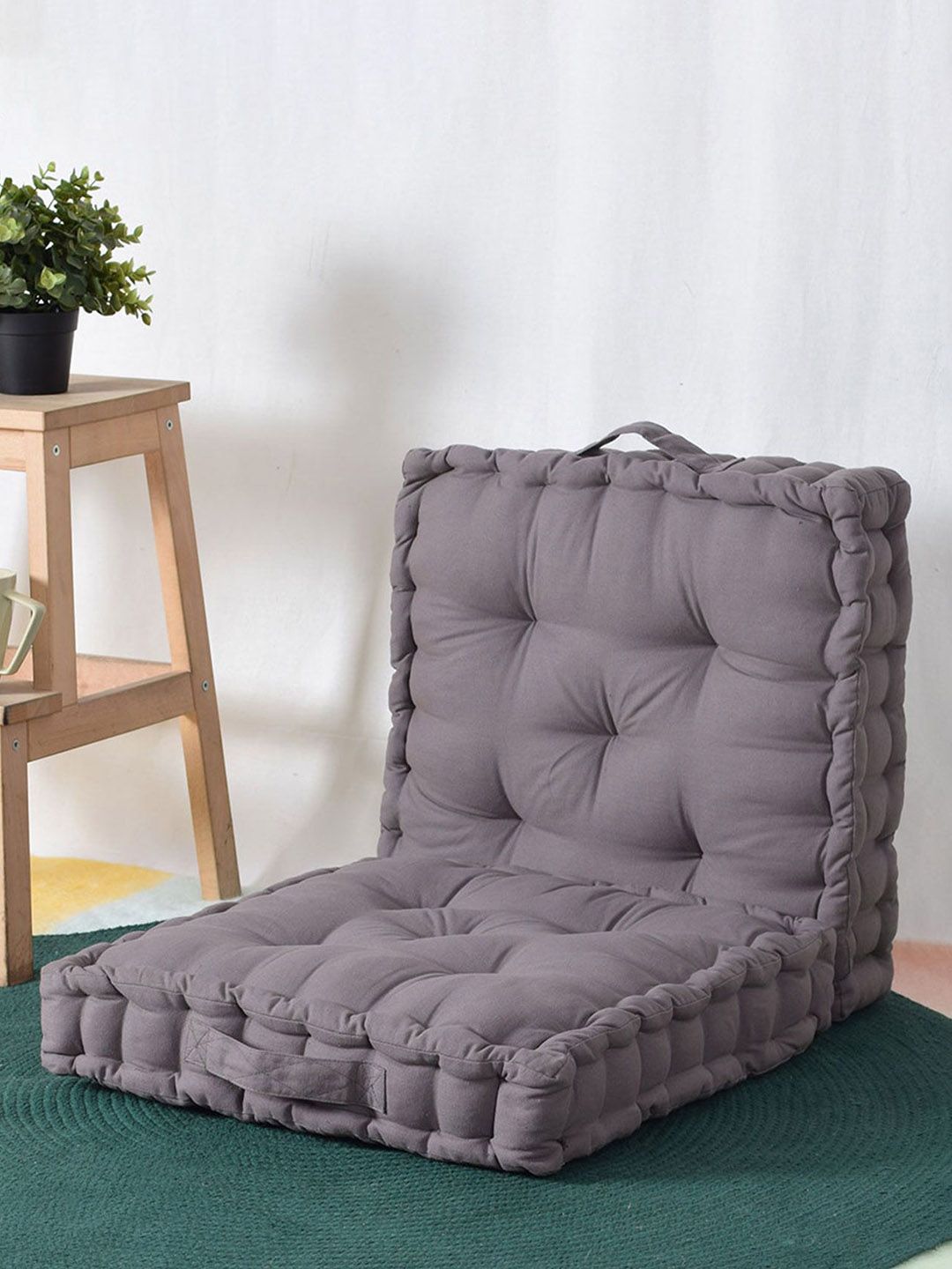 BLANC9 Set Of 2 Grey Square Floor Cushion Price in India