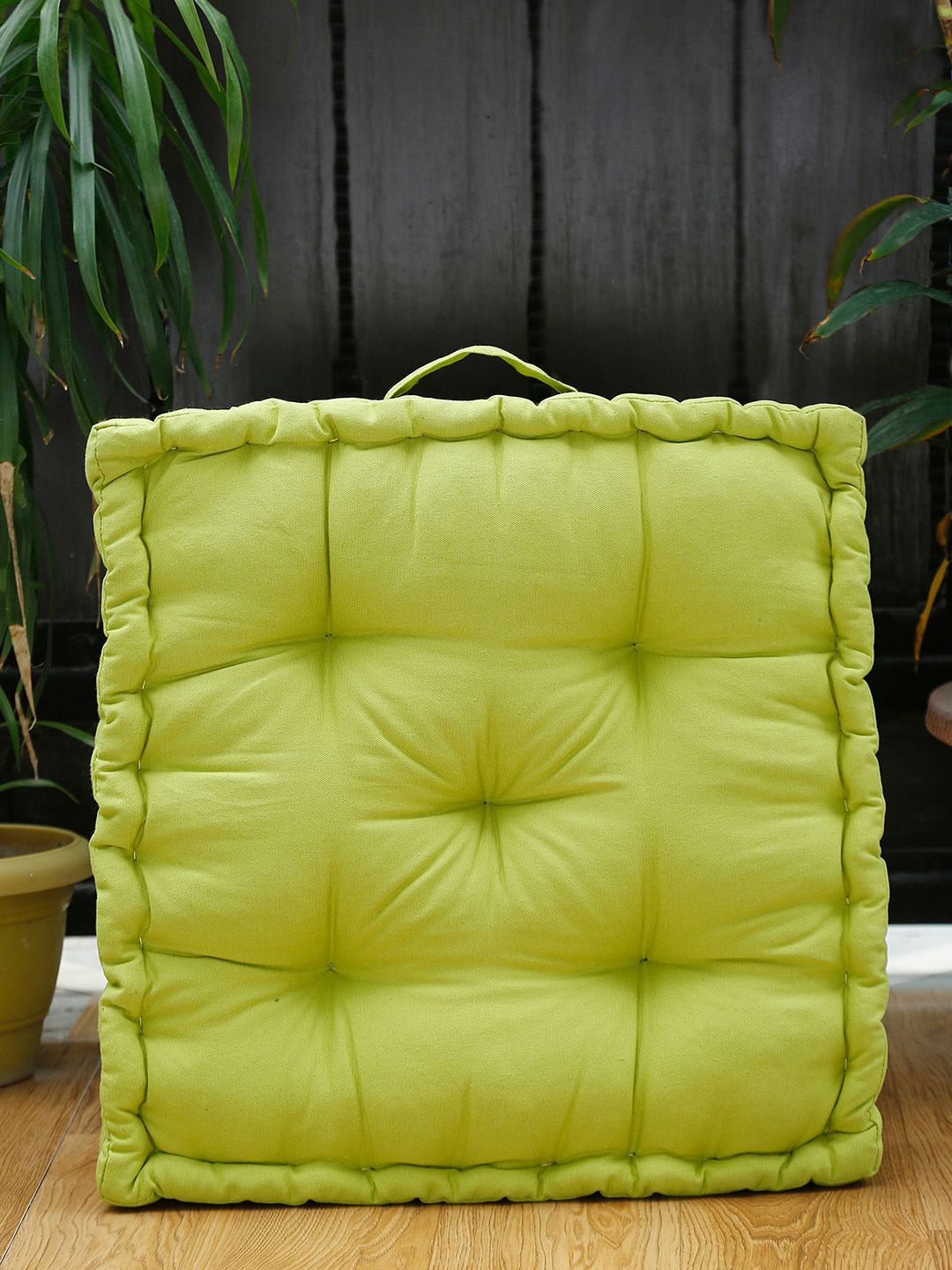BLANC9 Green Solid Square Floor Cushion Price in India