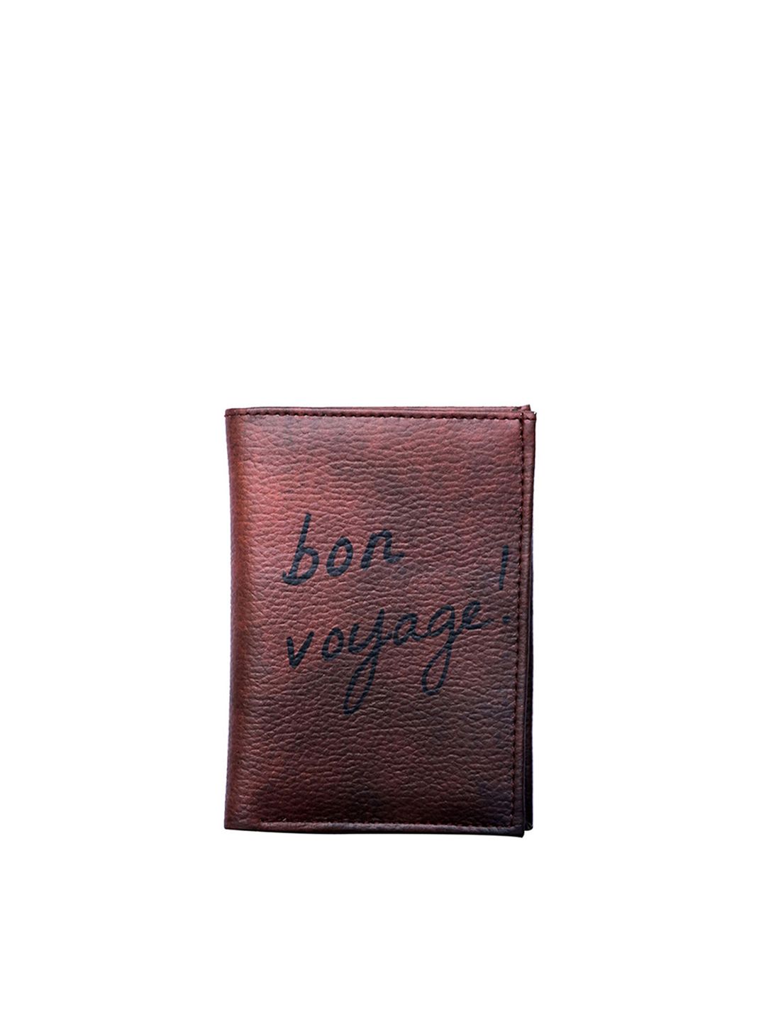 BandBox Unisex Brown & Black Typography Printed PU Two Fold Wallet Price in India