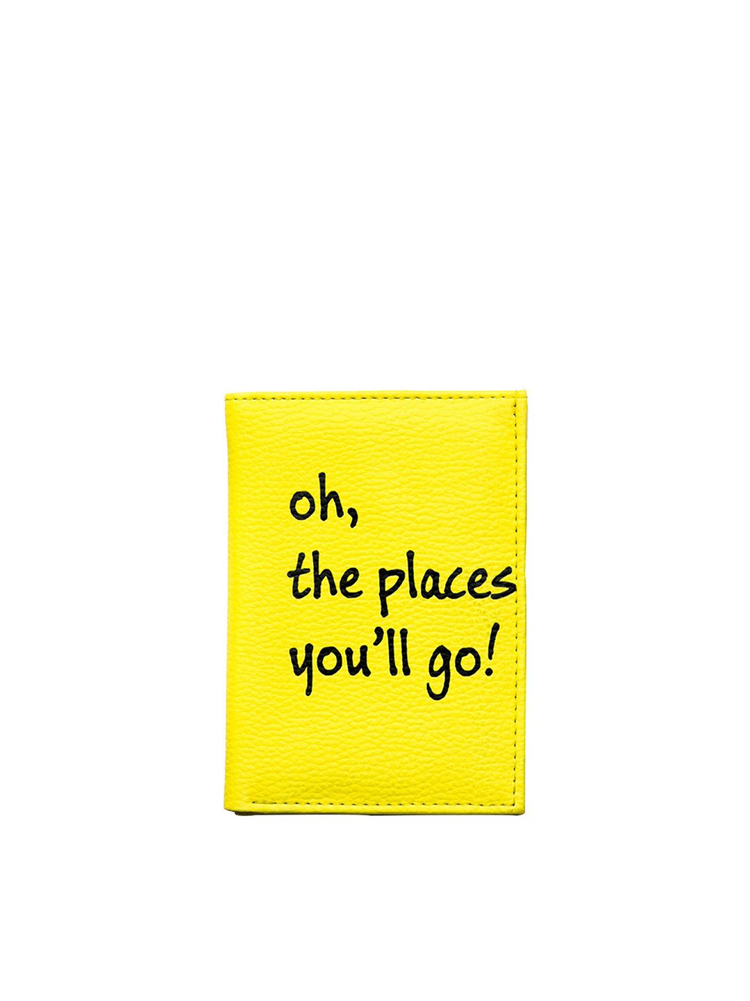 BandBox Unisex Yellow & Black Typography Printed PU Two Fold Wallet Price in India