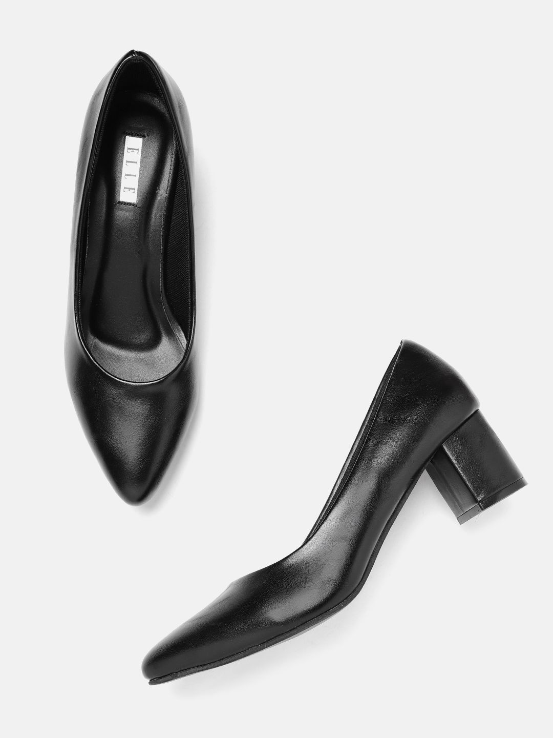 ELLE Women Black Solid Pumps