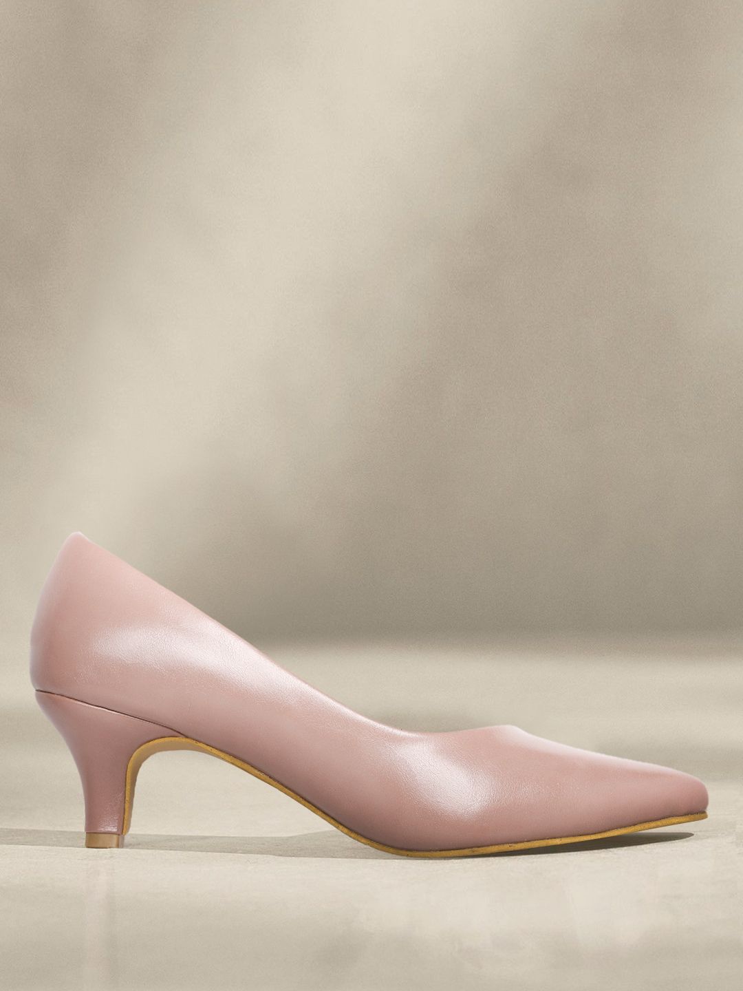 ELLE Mauve Solid Kitten Pumps