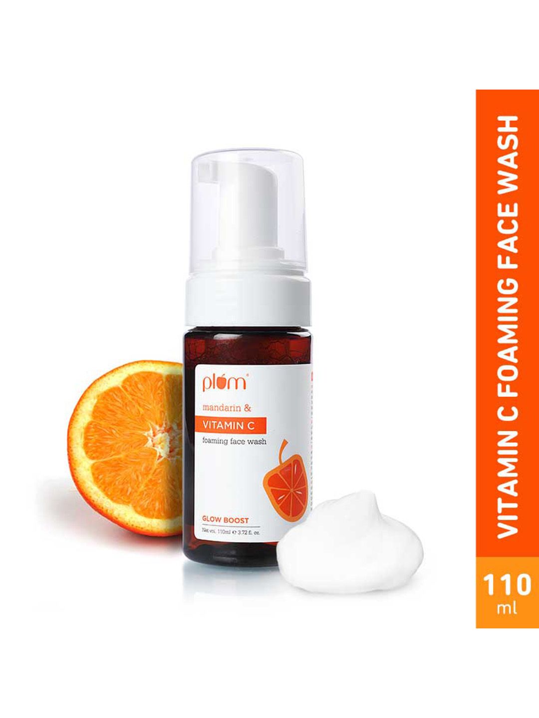 Plum Vitamin C Glow Boost Foaming Face Wash with Mandarin To Fights Dark Spots - 110ml