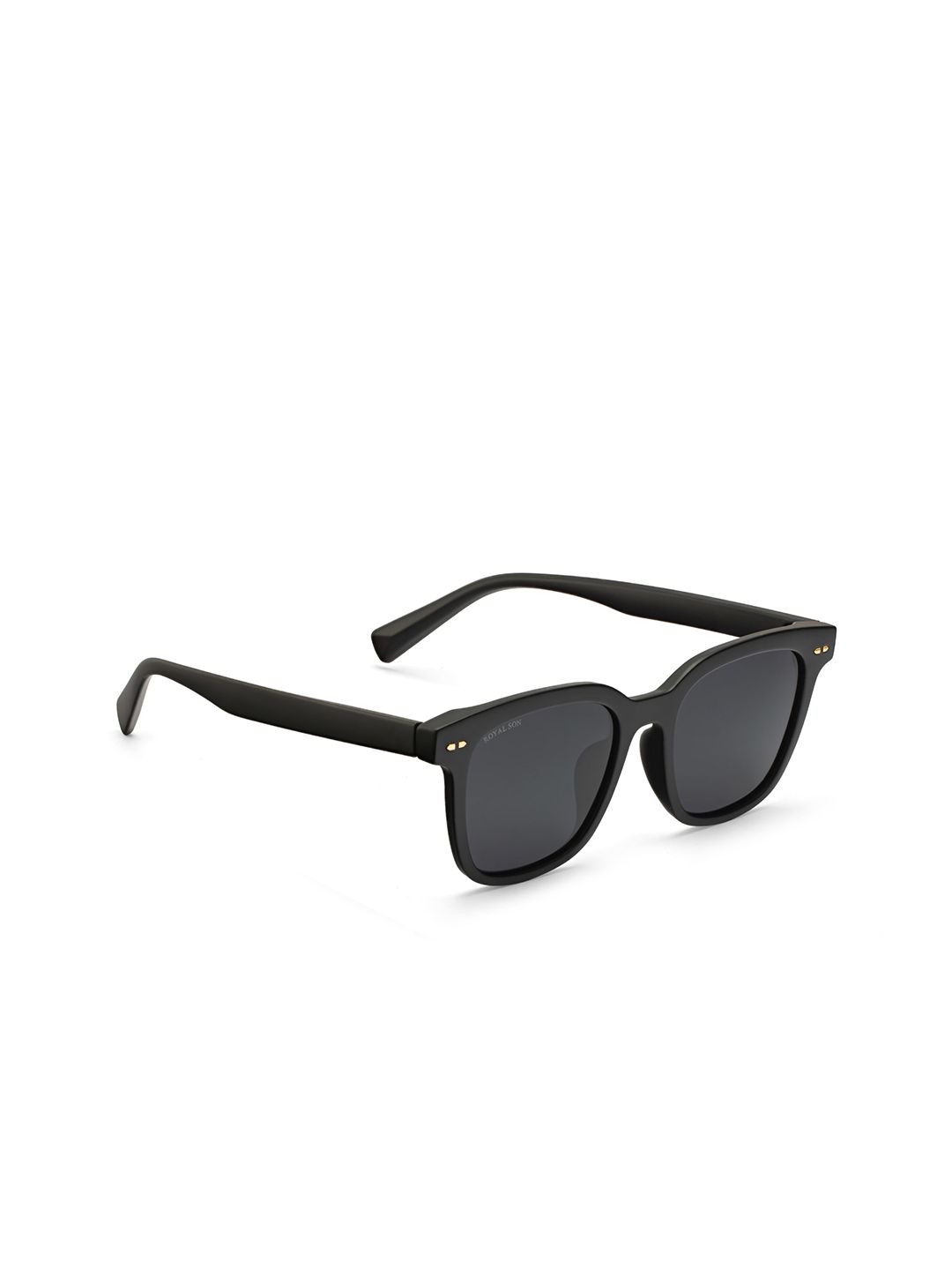 ROYAL SON Adult Black Lens & Black Square Sunglasses with Polarised Lens CHI00127-C5 Price in India