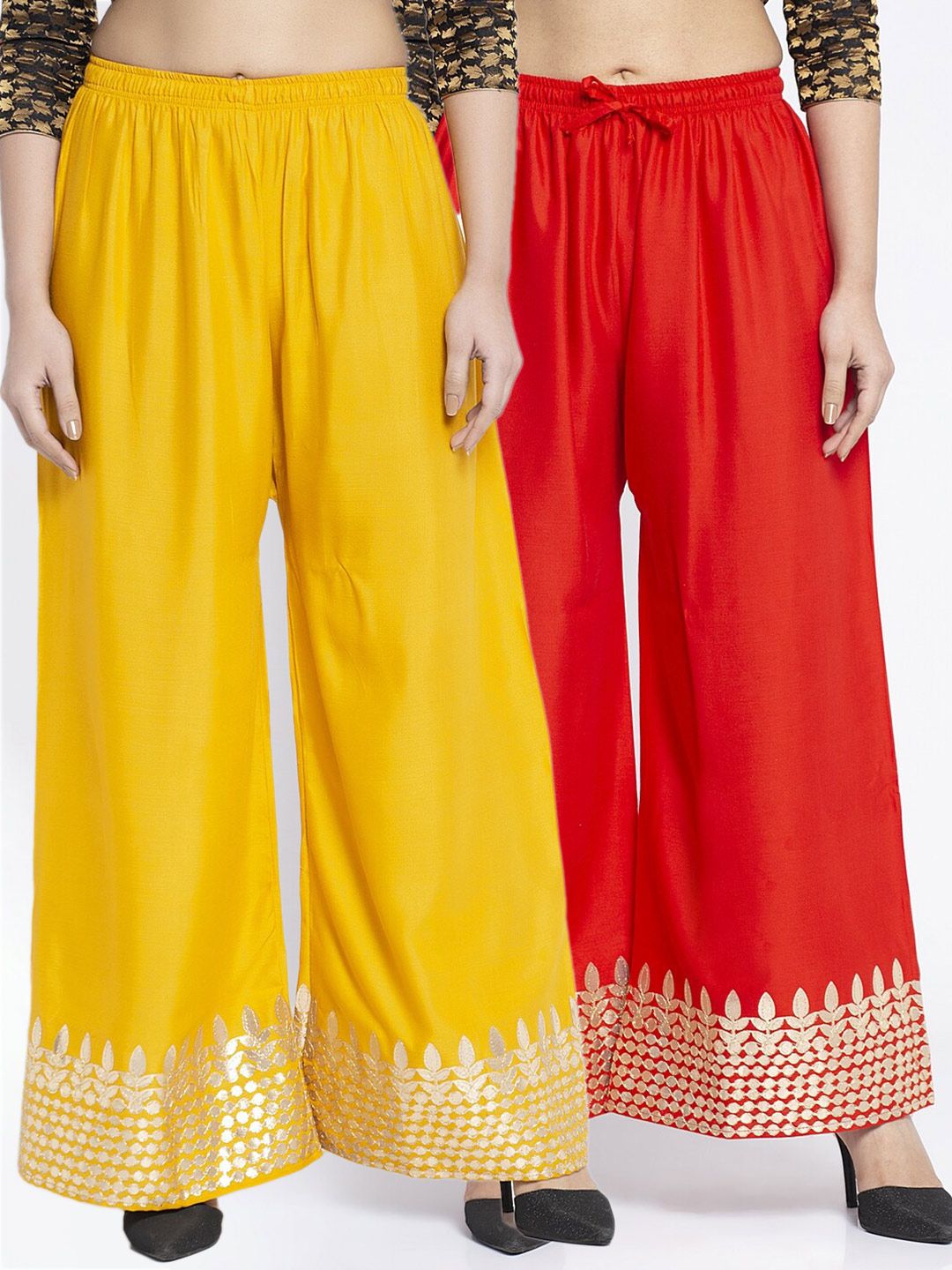 GRACIT Women Pack Of 2 Ethnic Motifs Embellished Flared Ethnic Palazzos Price in India