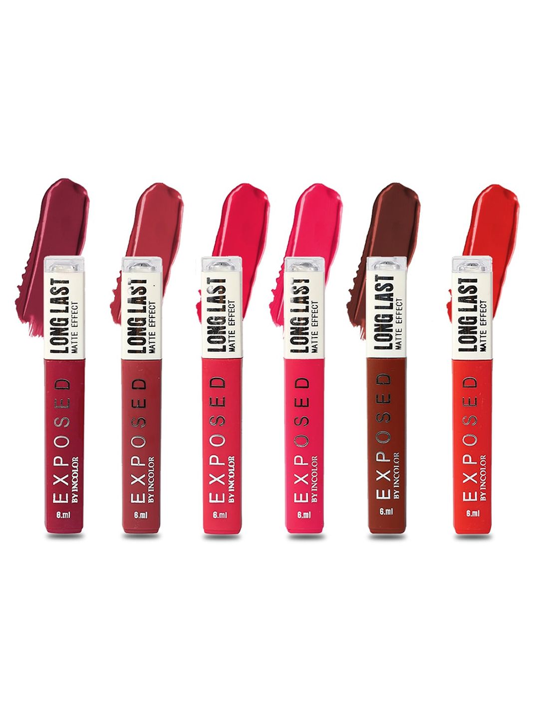 INCOLOR Set of 6 Exposed Long Last Matte Effect Lip Gloss 6 ml Each - Combo 04 Price in India