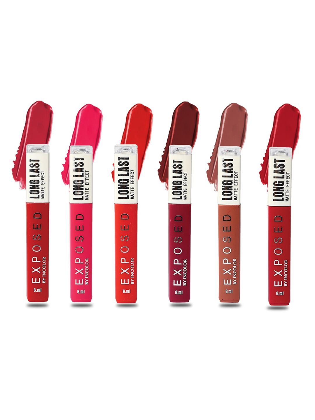INCOLOR Set of 6 Exposed Long Last Matte Effect Lip Gloss 6 ml Each - Combo 03 Price in India