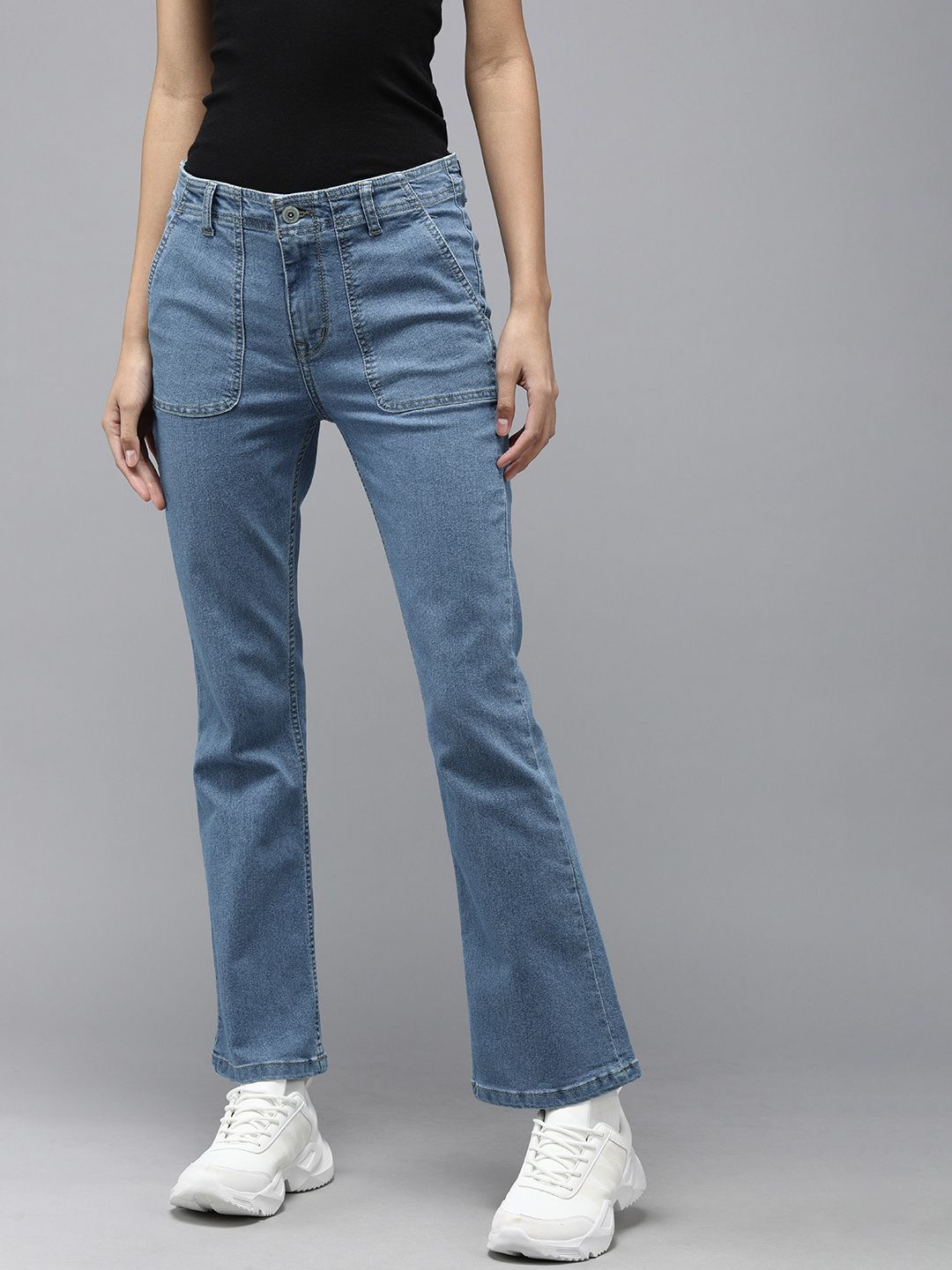 Roadster Women Blue Bootcut Mid Rise Stretchable Jeans Price in India