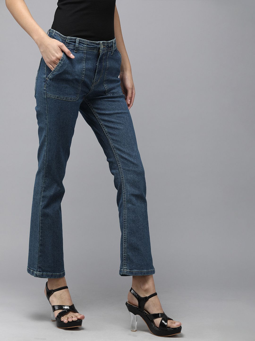 Roadster Women Blue Bootcut Mid Rise Stretchable Jeans Price in India