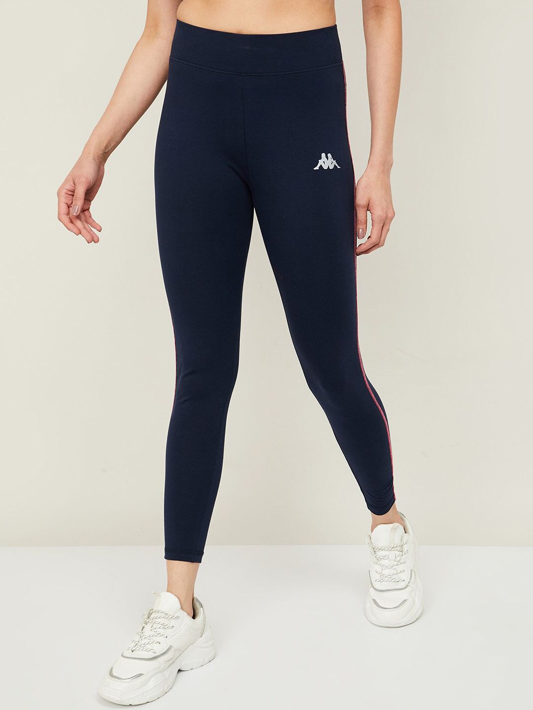 Kappa Women Navy Blue Solid Training Or Gym Tights Price in India