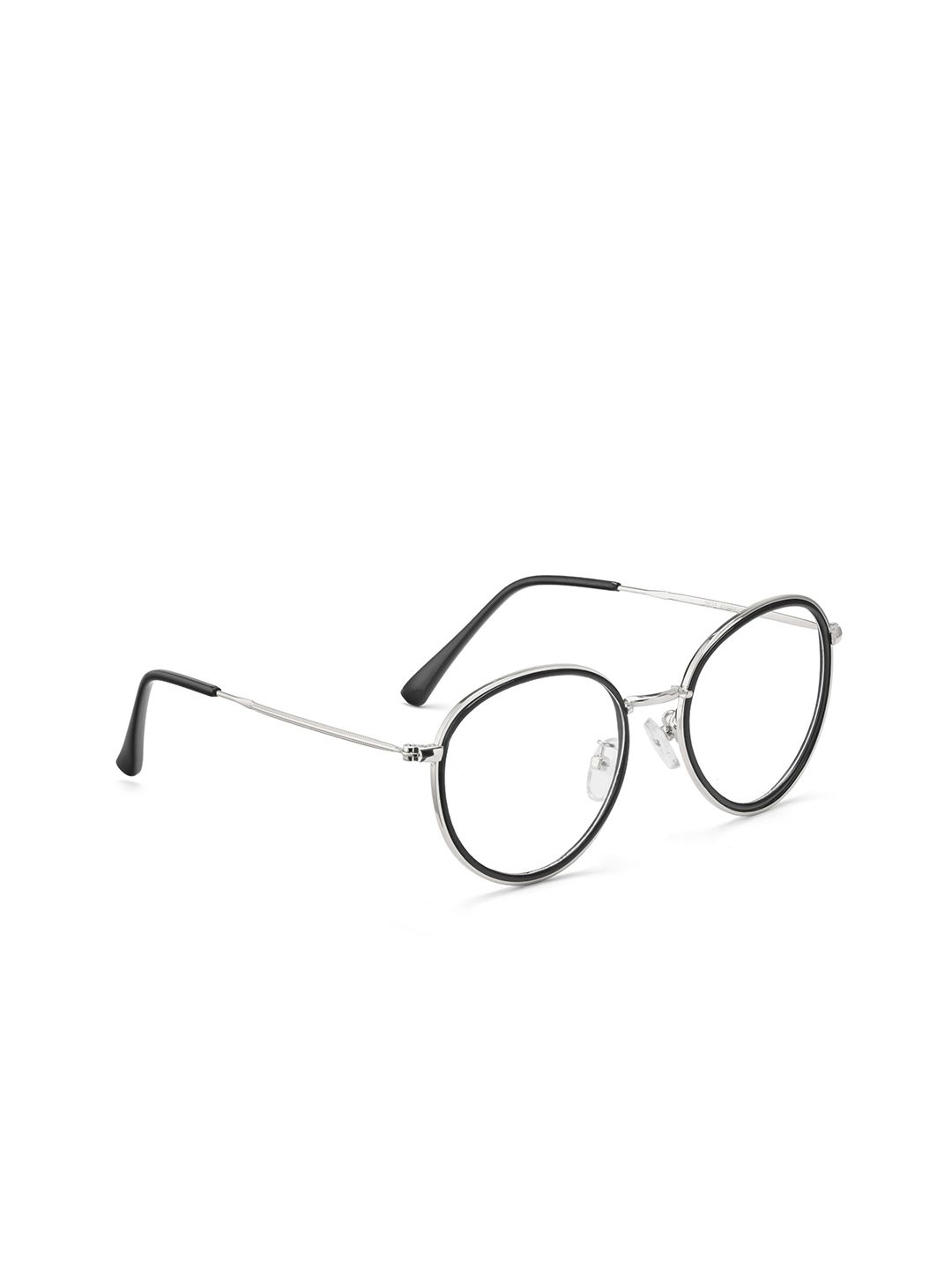 ROYAL SON Unisex Silver-Toned & Black Full Rim Round Frames Price in India