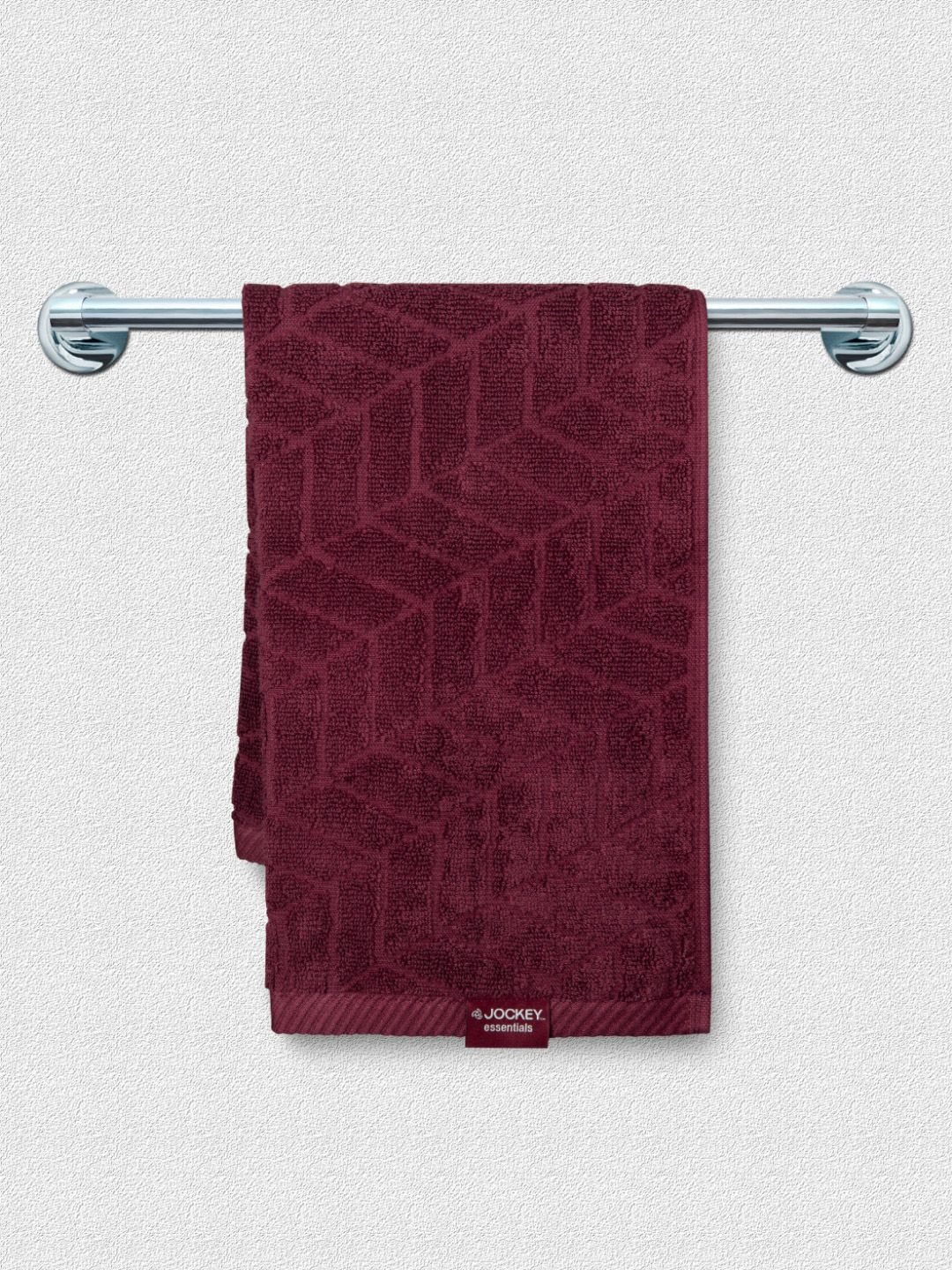 Jockey Set Of 2 Burgundy  Printed Pure Cotton 450GSM Hand Towels Price in India