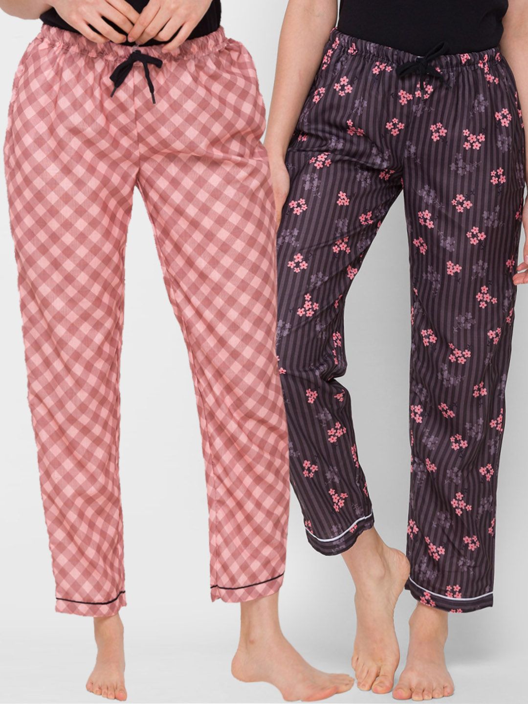 FashionRack Women Pack of 2 Brown Cotton Printed Pyjamas Price in India