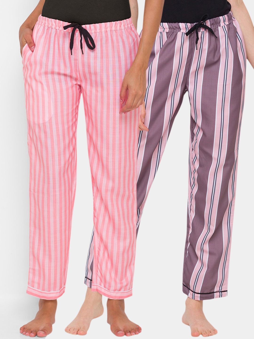 FashionRack Women Pink Pack of 2 Cotton Lounge Pants Price in India