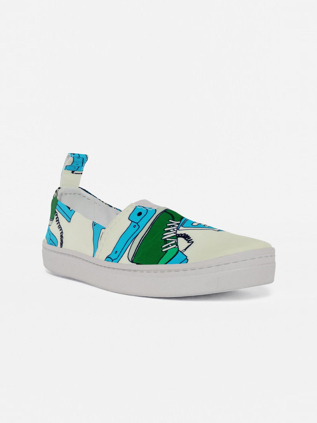 LOKAIT The Sneakers Company Women White Printed Slip-On Sneakers Price in India