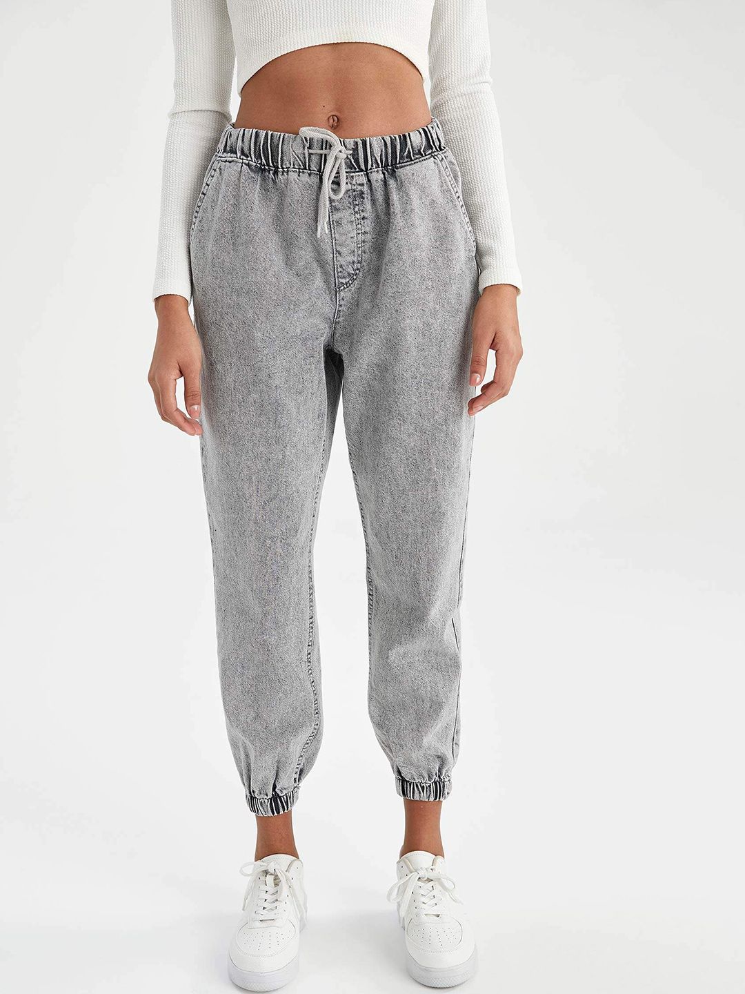 DeFacto Women Grey Pure Cotton Jogger Jeans Price in India