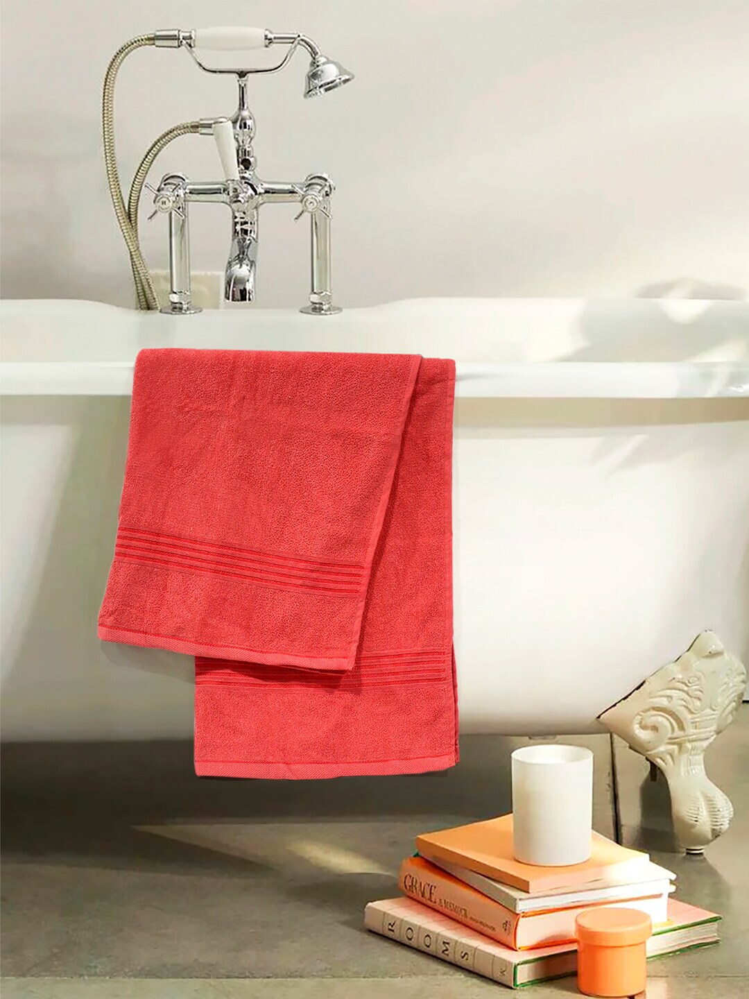 Divine Casa Coral Solid Cotton 500 GSM Bath Towel Price in India
