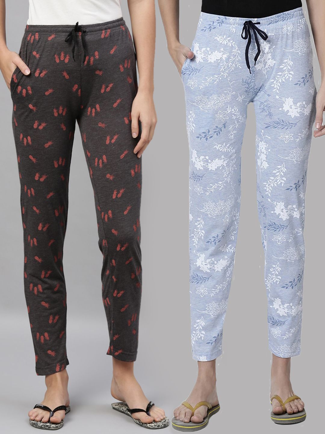 Kryptic Women Pack of 2 Printed Cotton Lounge Pants Price in India