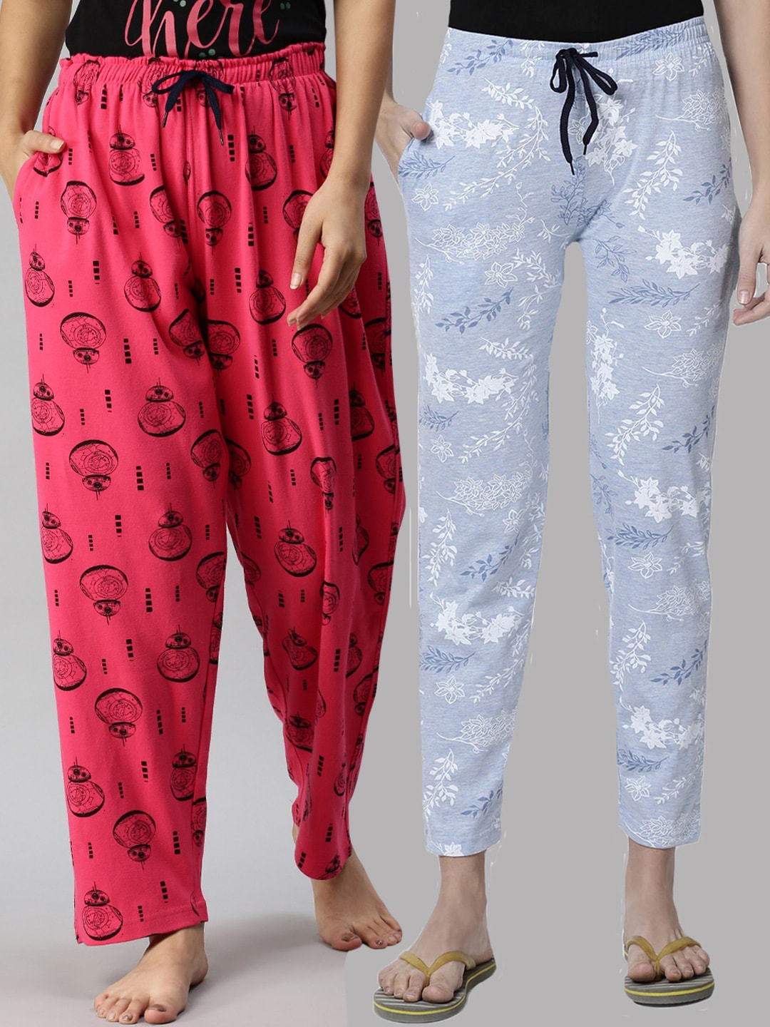 Kryptic Women Blue & Fuchsia Pack Of 2 Cotton Pyjamas Price in India