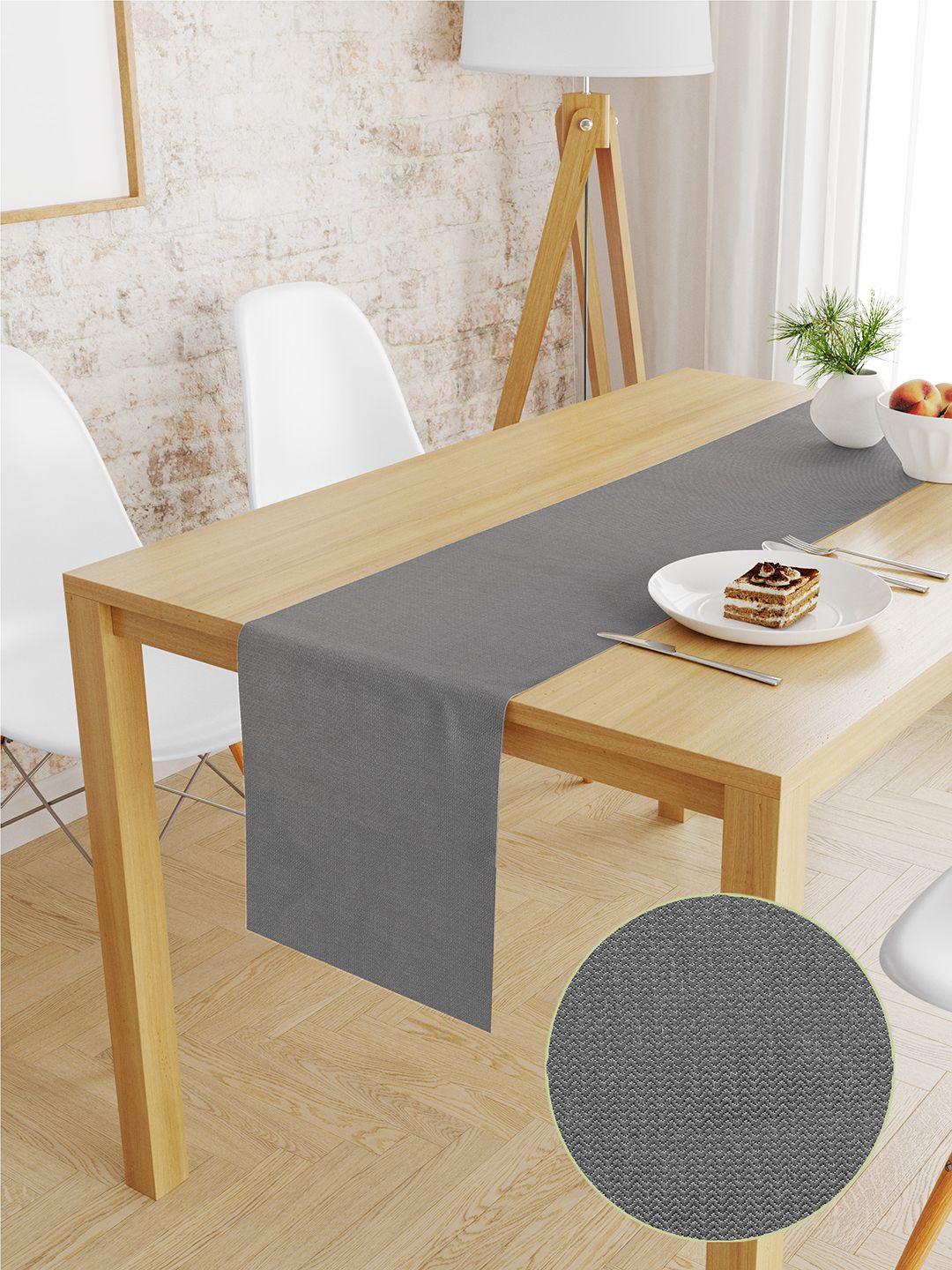 S9home by Seasons Grey Solid 6 Seater Table Runner Price in India