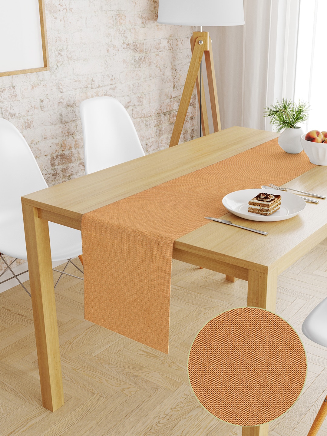 S9home by Seasons Orange Solid 6 Seater Table Runner Price in India