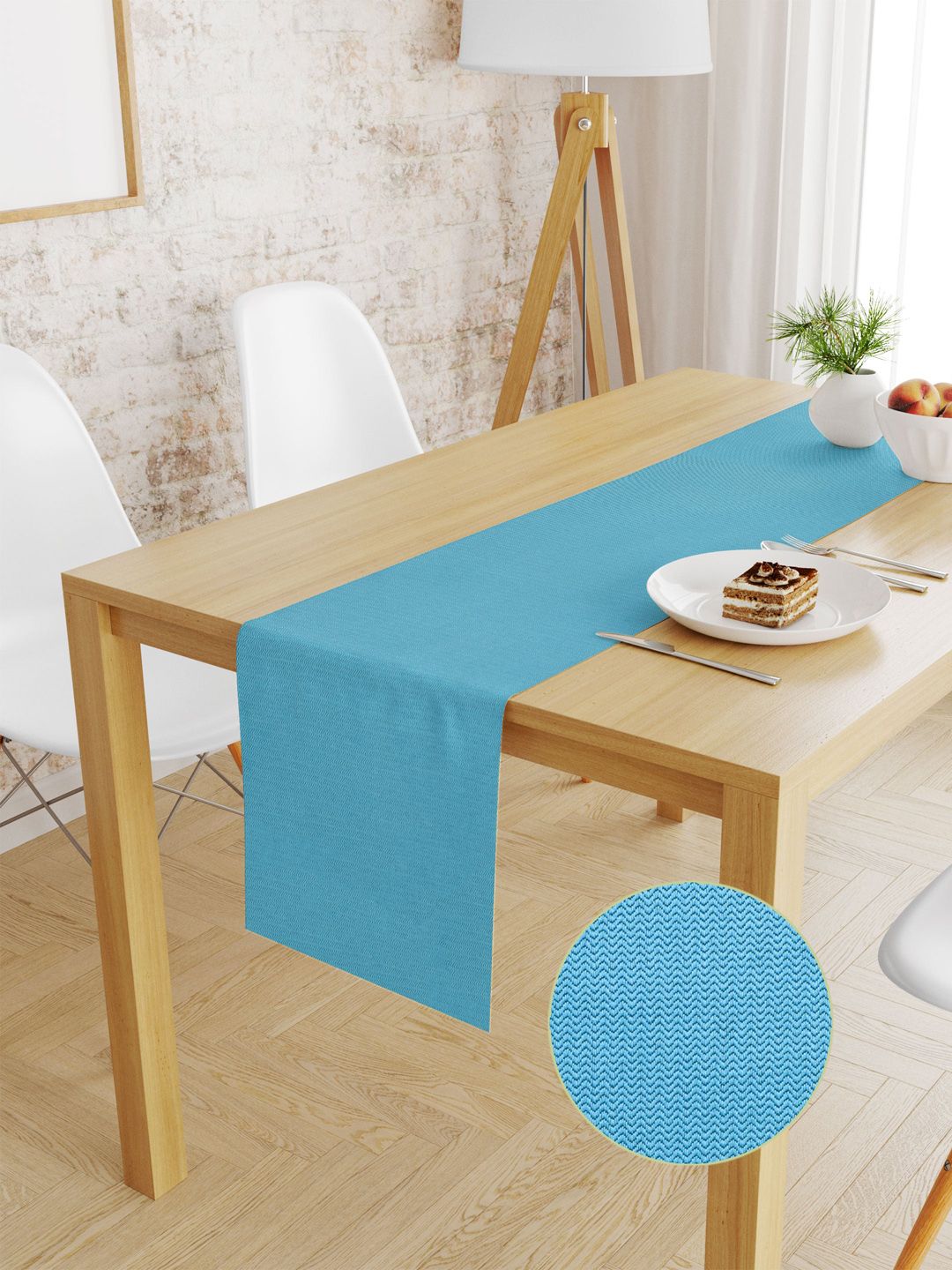 S9home by Seasons Turquoise Blue Solid 6 Seater Table Runner Price in India