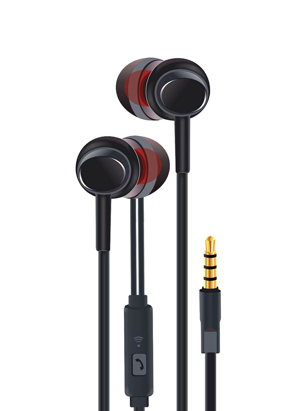 CONEKT Black Solid In-Ear Wired Earphones With Mic Price in India