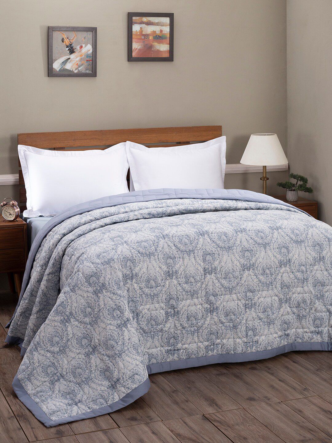 MASPAR Blue & Grey AC Room 110 GSM Double Bed Quilt Price in India