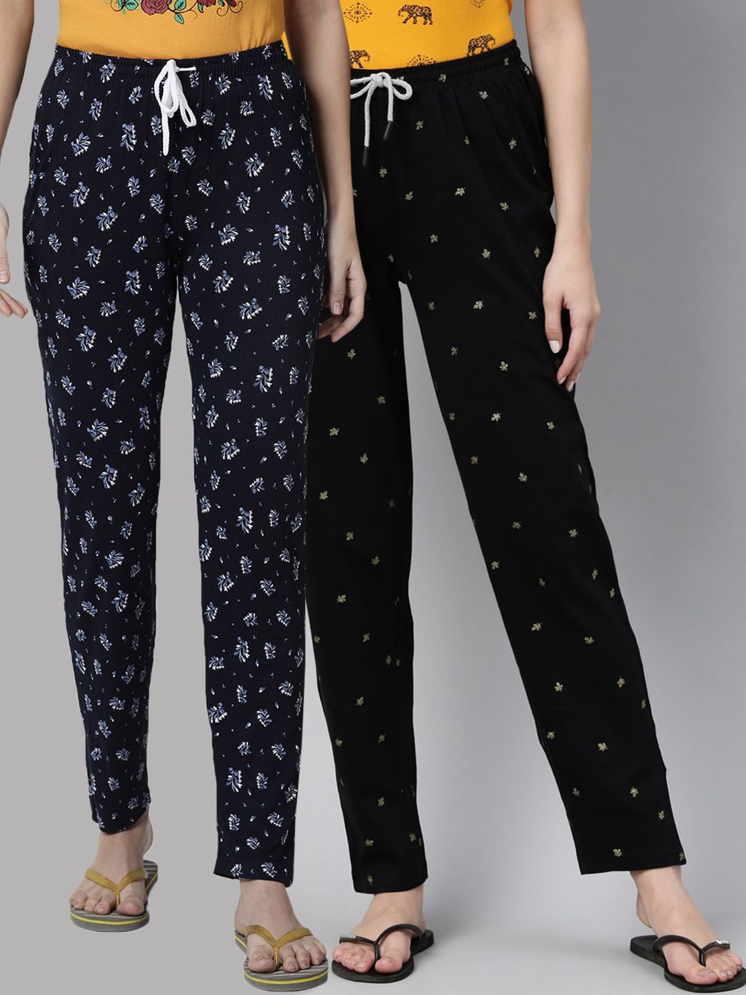 Kryptic Women Pack of 2 Printed Pure Cotton Lounge Pants Price in India