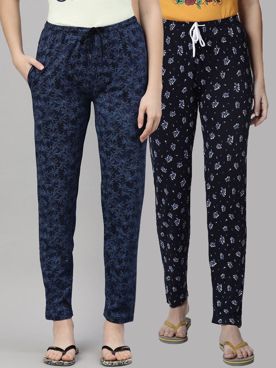 Kryptic Women Navy Blue Pack Of 2 Cotton Pyjamas Price in India