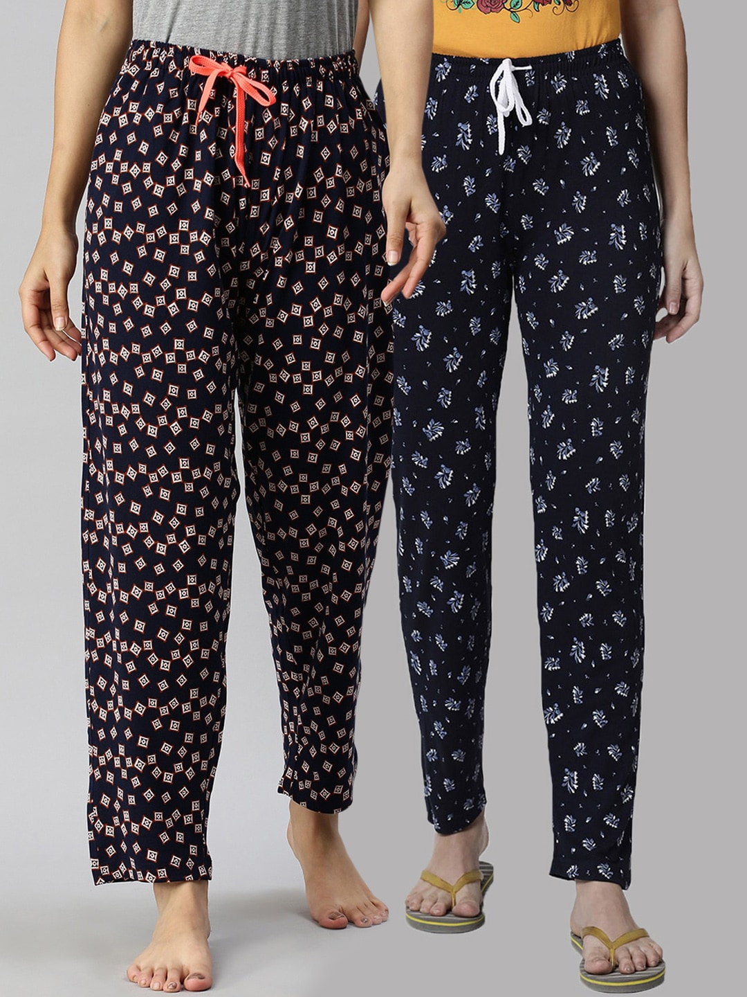 Kryptic Women Navy Blue Pack Of 2 Cotton Pyjamas Price in India