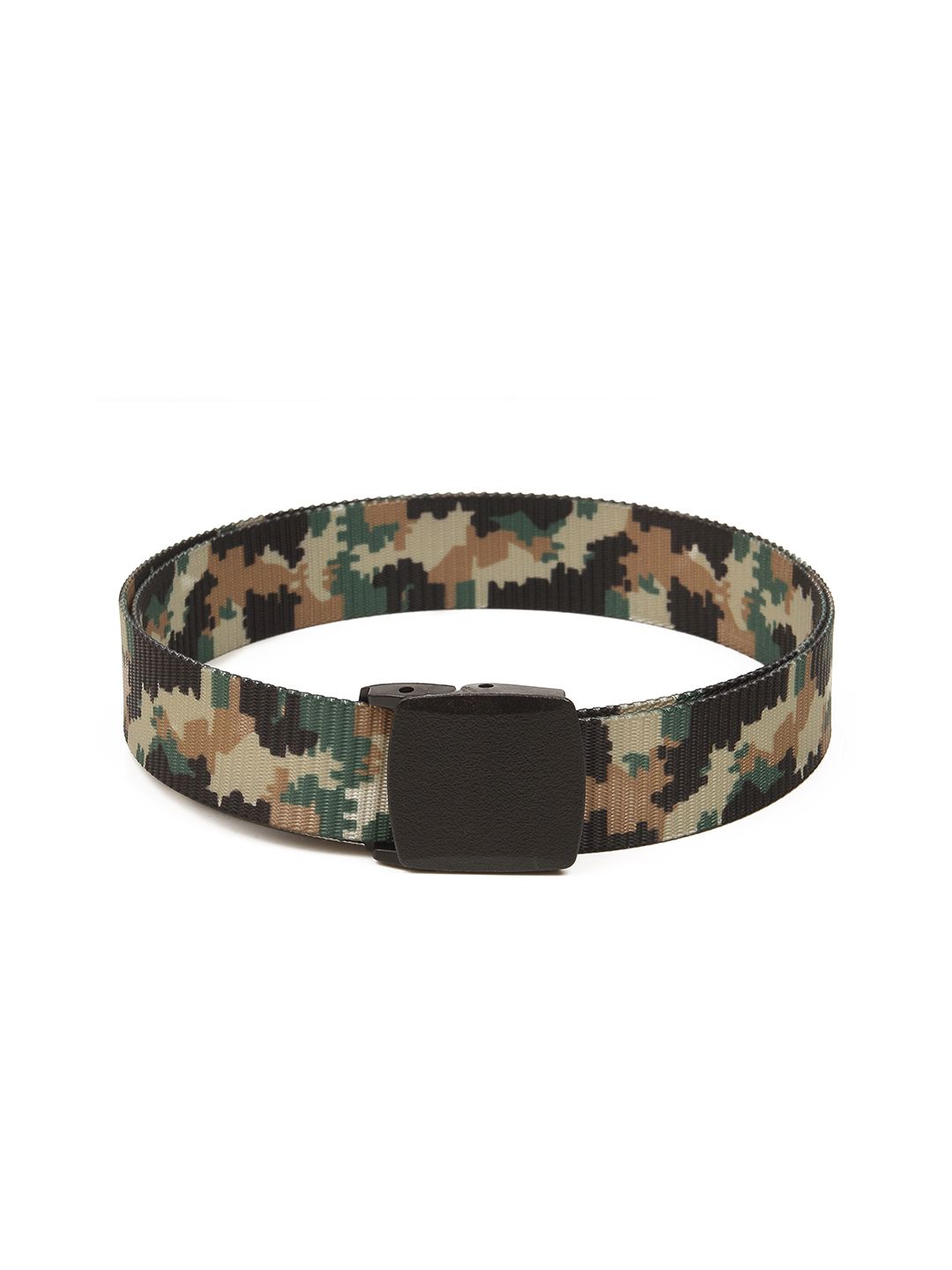 Calvadoss Women Green & Brown Camouflage Woven Design Canvas Belt Price in India