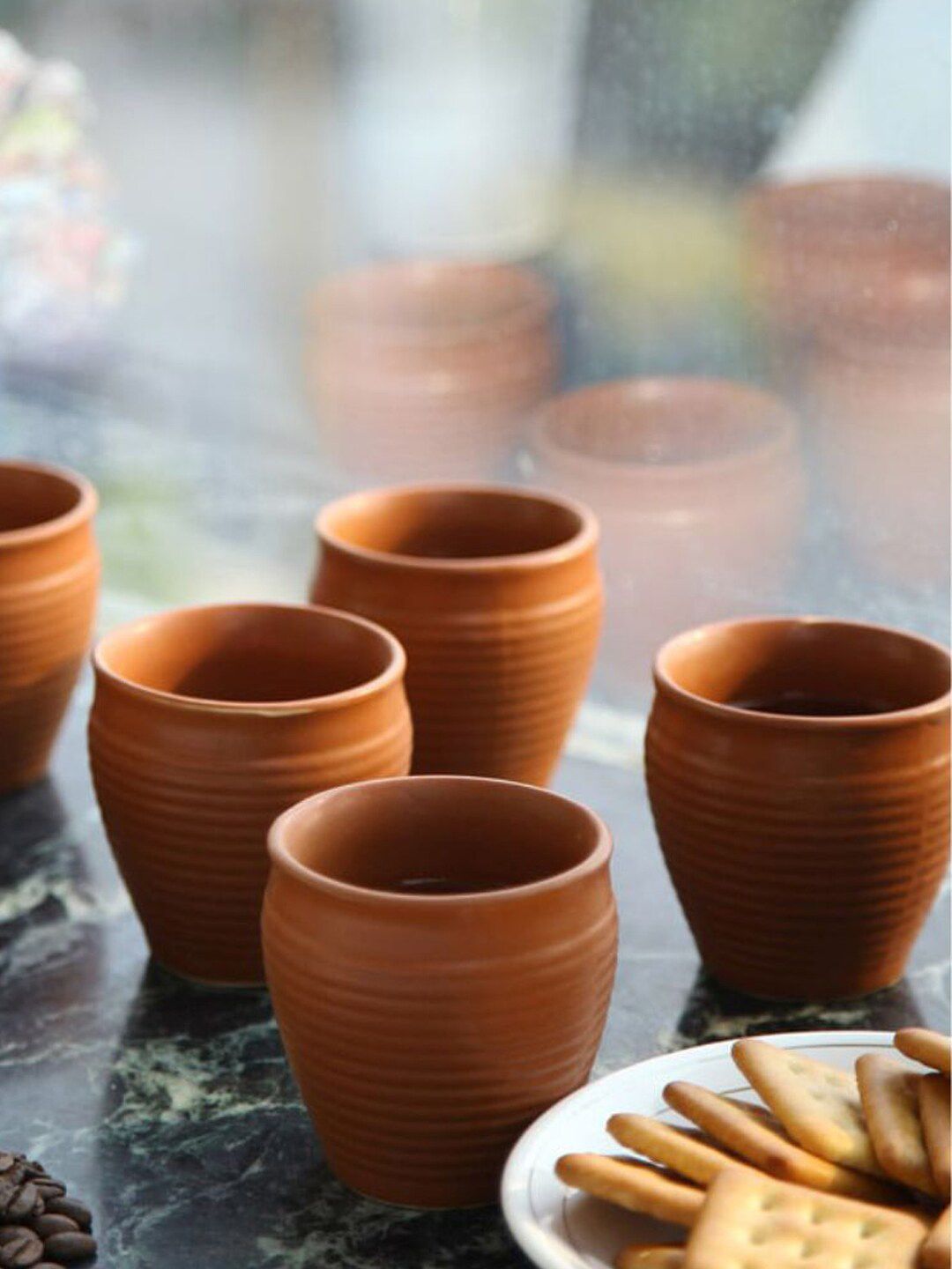 MARKET99 Set Of 6 Brown Solid Ceramic Matte Kulladhs Price in India