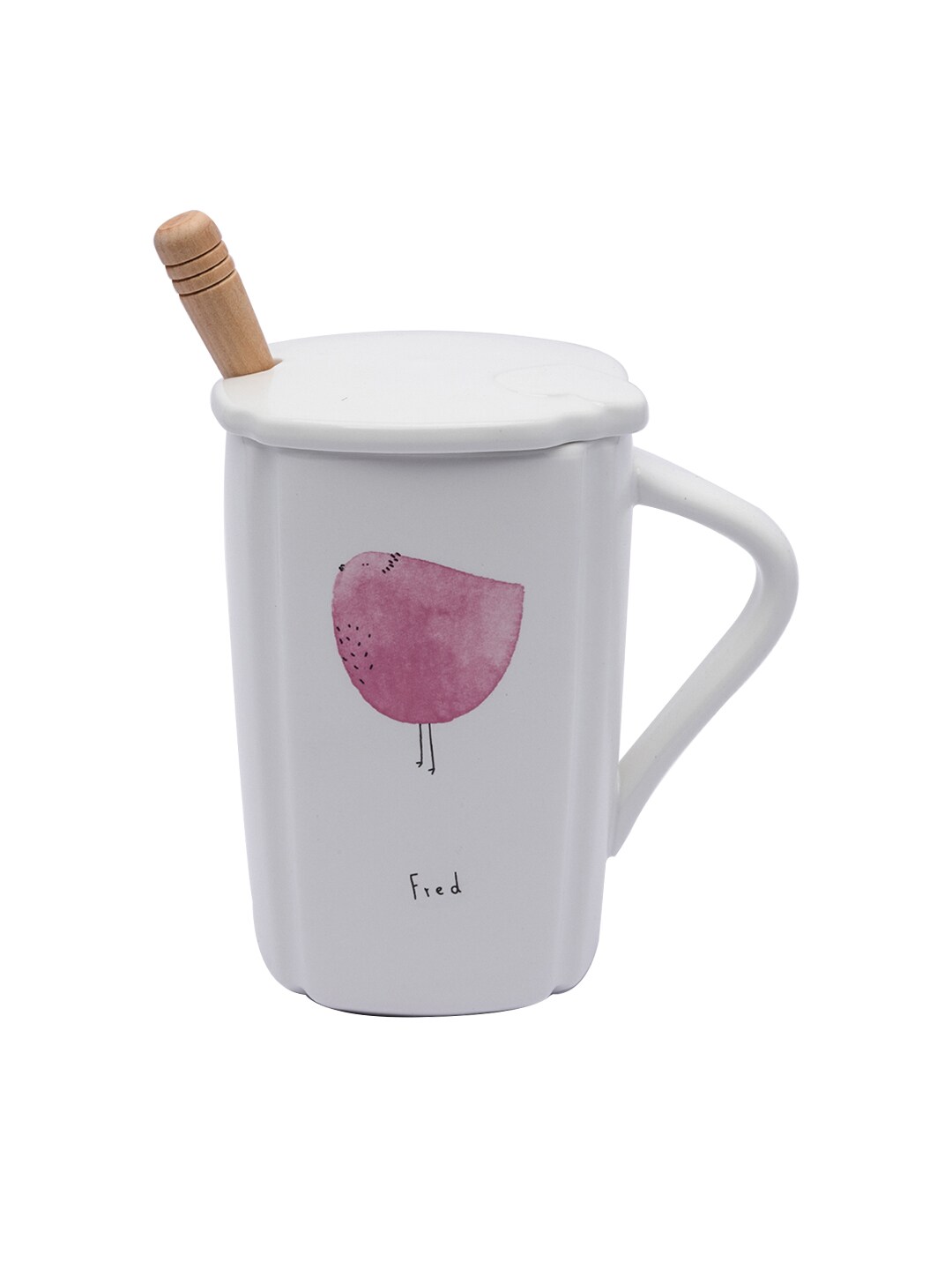 MARKET99 White & Pink Printed Ceramic Matte Coffee Cup Price in India