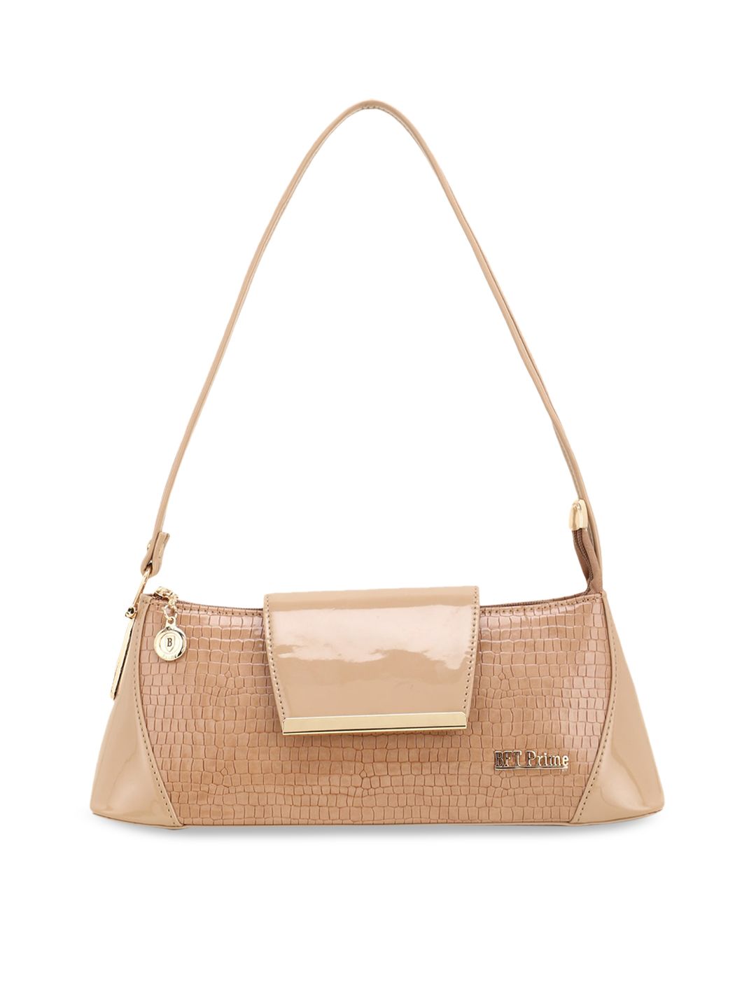 WOMEN MARKS Beige Animal Textured PU Structured Shoulder Bag Price in India