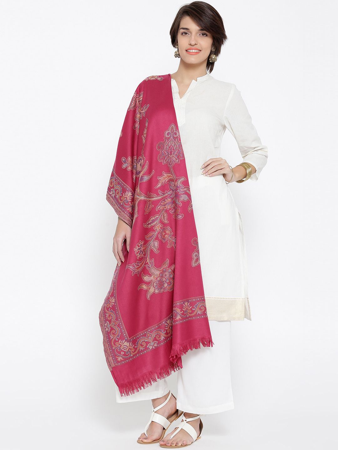 WEAVERS VILLA Women Woven Design Winter Shawl