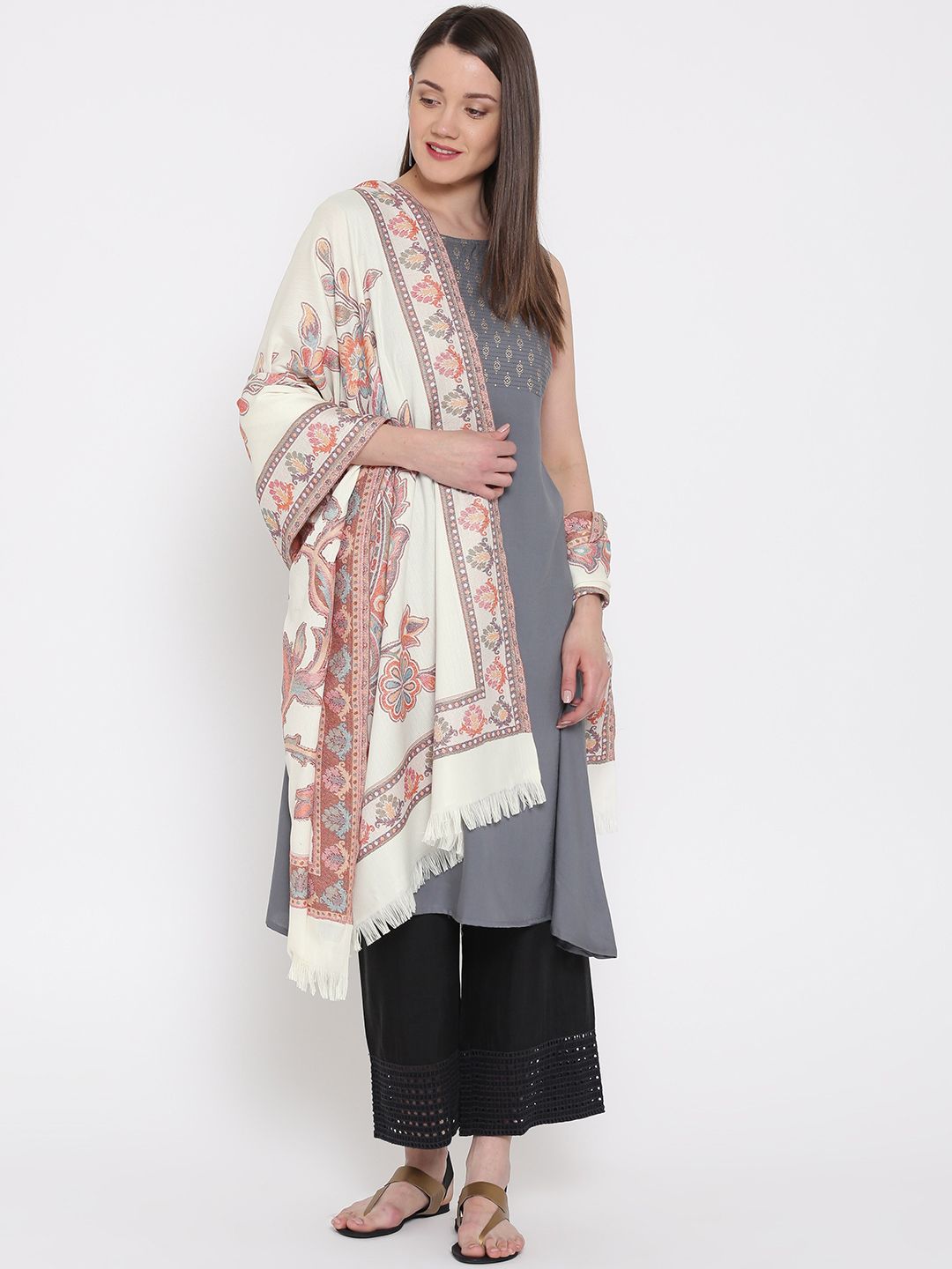 WEAVERS VILLA Women Woven Design Winter Shawl