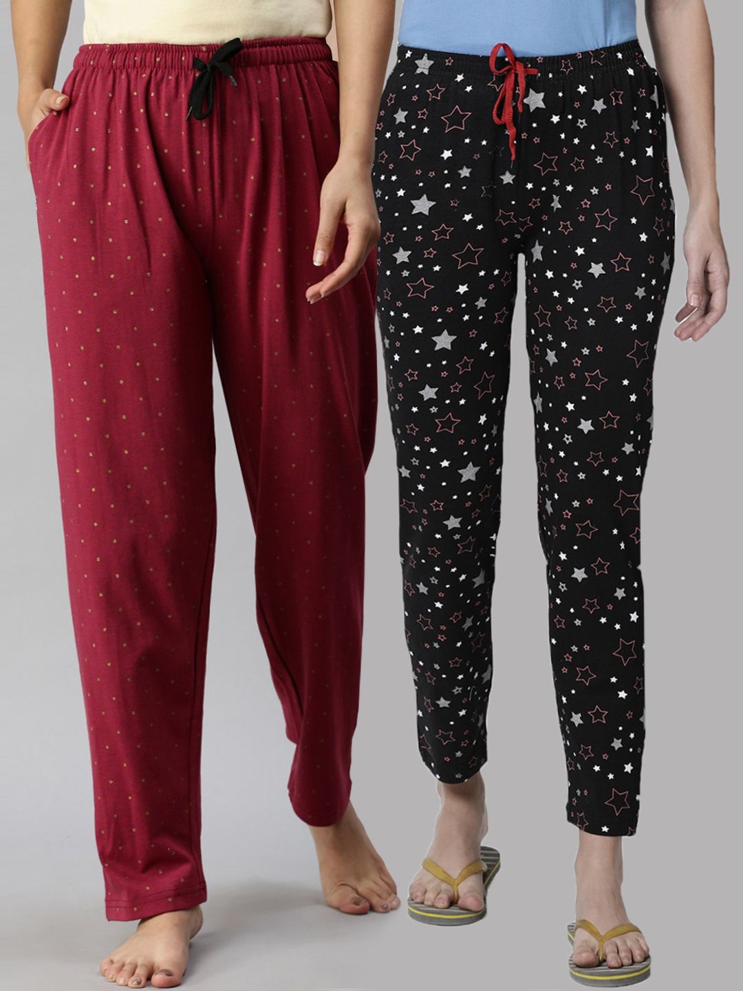 Kryptic Women Pack Of 2 Printed Cotton Pyjamas Price in India