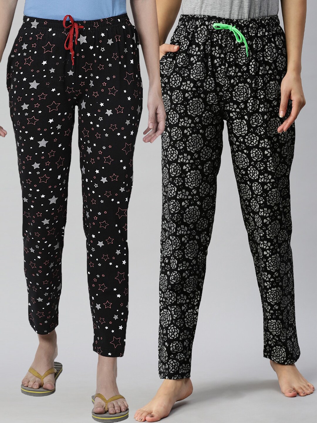 Kryptic Women Black Pack Of 2 Pure Cotton Pyjamas Price in India