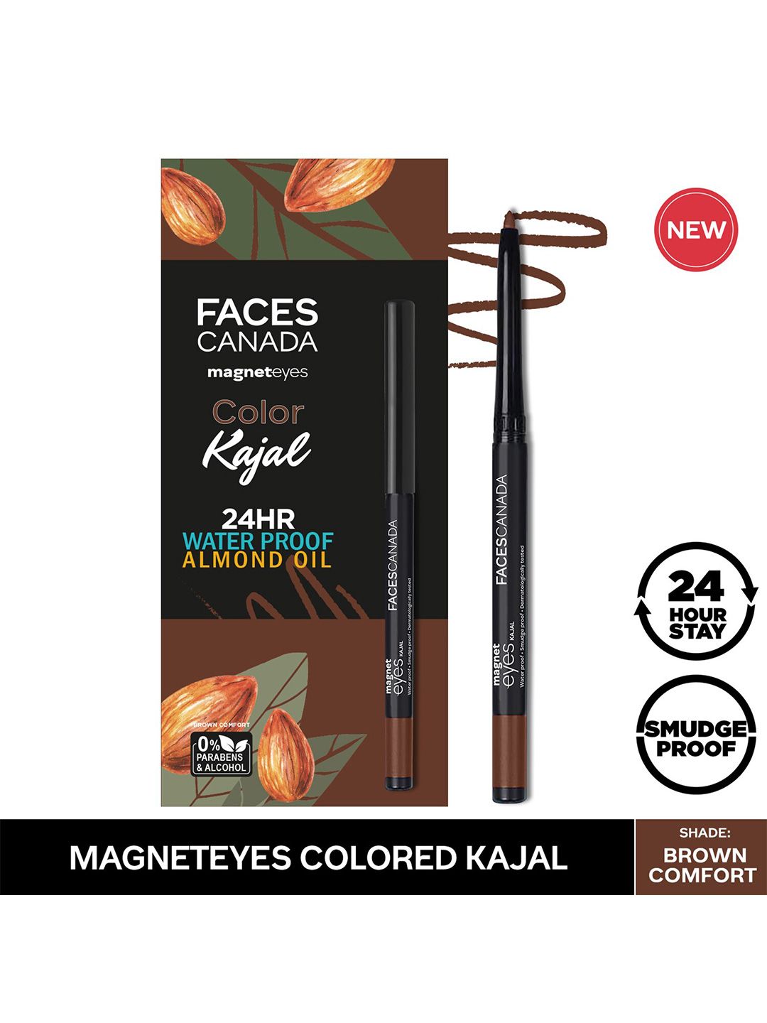 FACES CANADA Magneteyes Waterproof Color Kajal - Brown Comfort 03 Price in India