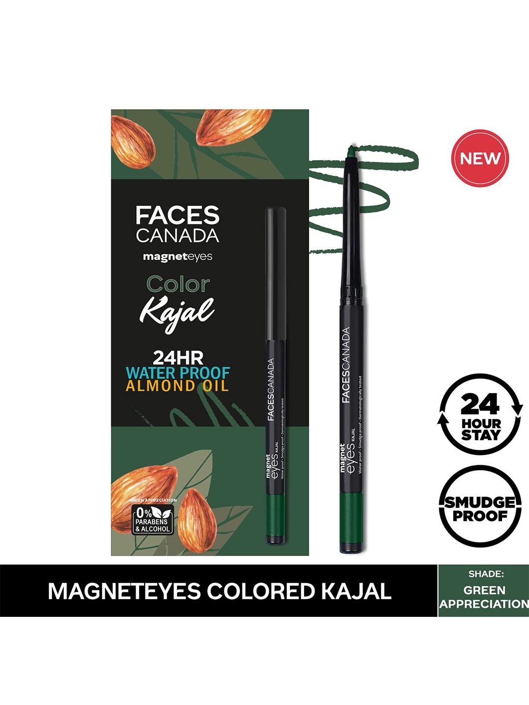 FACES CANADA Magneteyes Waterproof Color Kajal - Green Appreciation 02 Price in India
