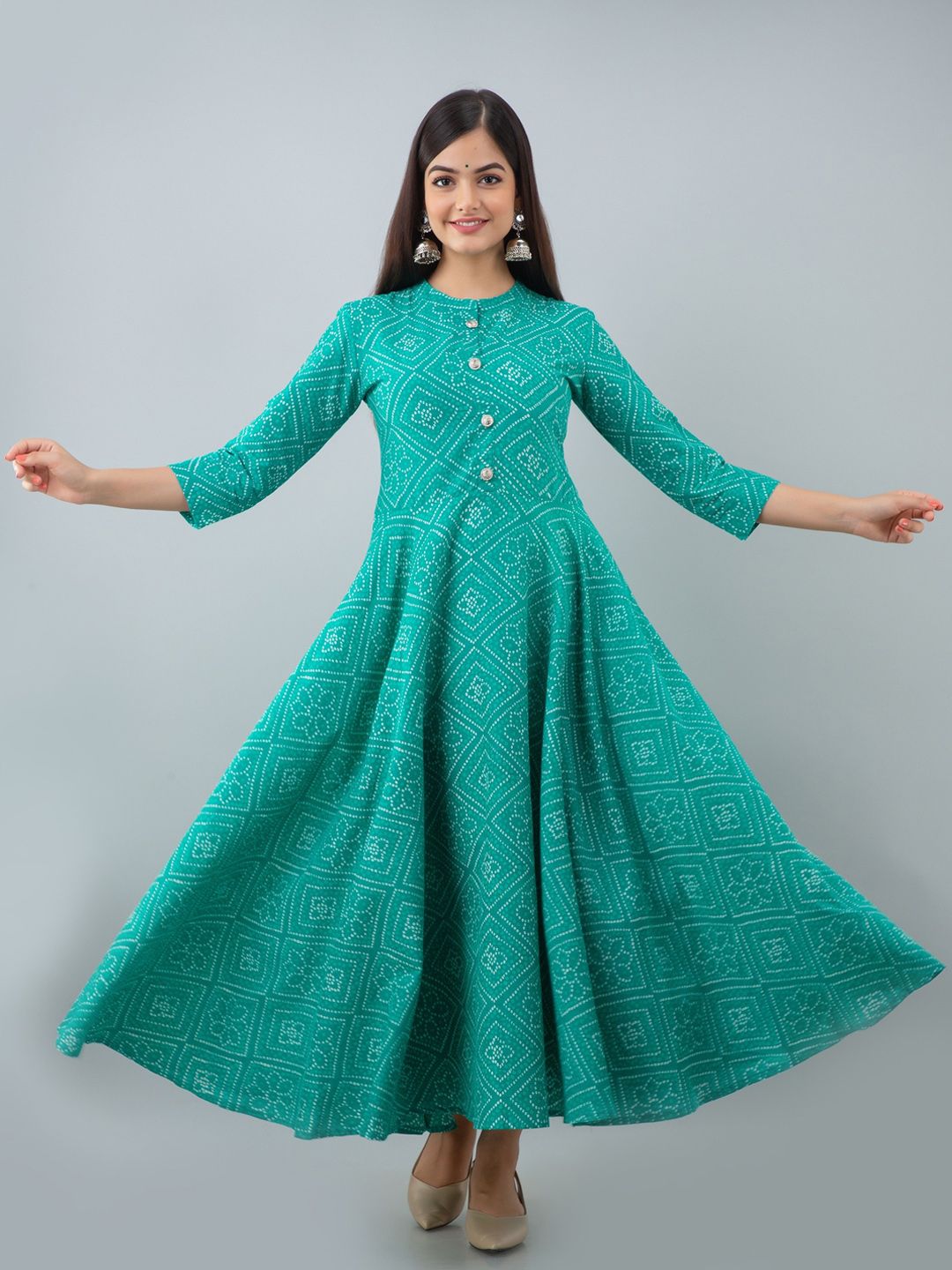 Women Touch Turquoise Blue Ethnic Maxi Dress Price in India