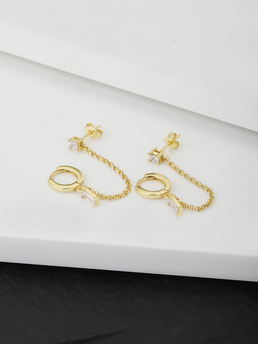 Carlton London Gold-Plated Contemporary Studs Earrings Price in India