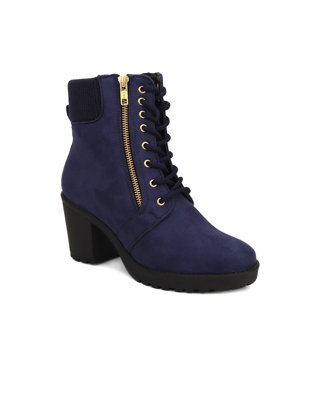 The Roadster Lifestyle Co Woman Navy Blue Suede Flat Boots Price in India