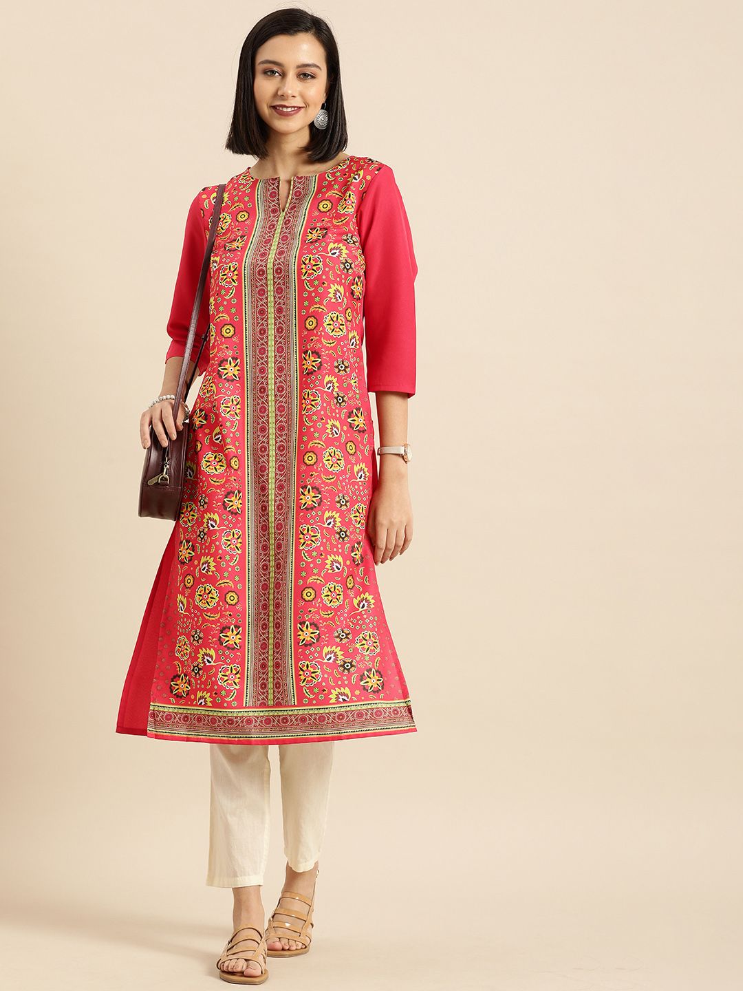 Anouk Women Red Floral Print Kurta Price in India